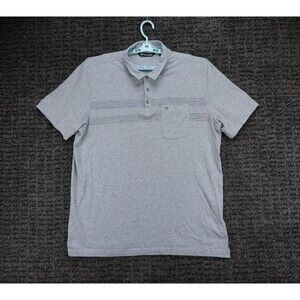 Travis Mathew Shirt Mens 2XL Heathered Gray Jersey Polo Casual Preppy Golf Logo